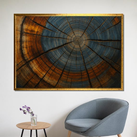 Time Rings Unveiled, Ancient Tree Cross-Section Painting