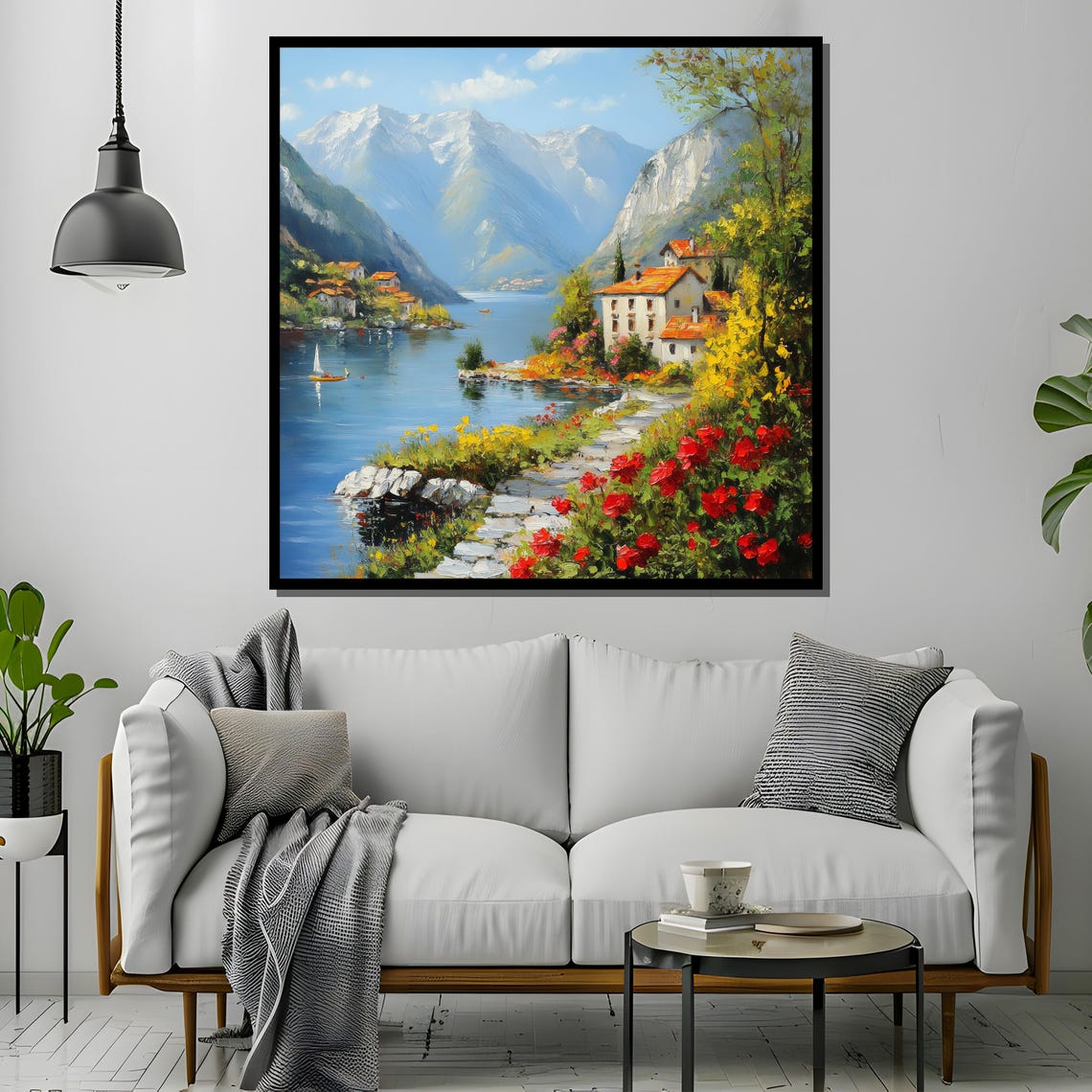 Romantic Lake Village Landscape, European Countryside - Image 2