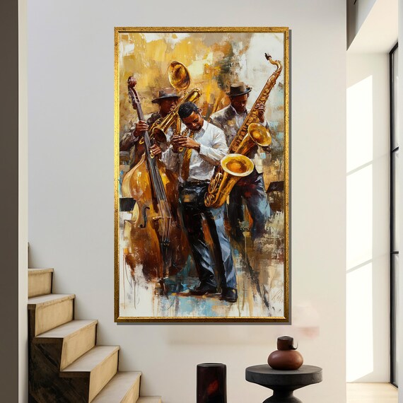 Jazz Band Performance, Colorful Music Scene Art Print