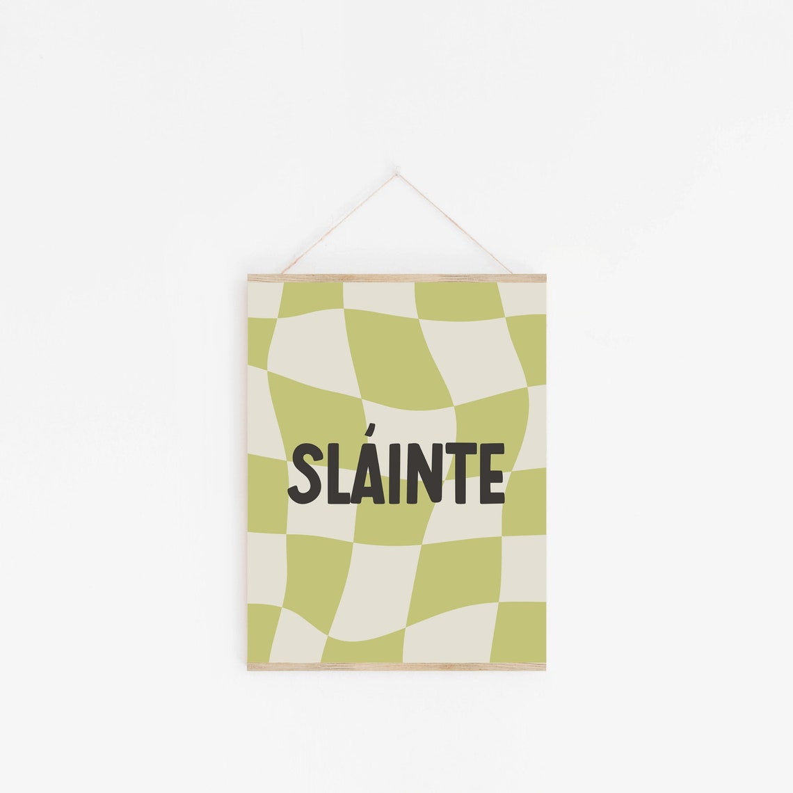 Slainte Irish Toast Green Checkered Retro Typography Wall Art - Image 2