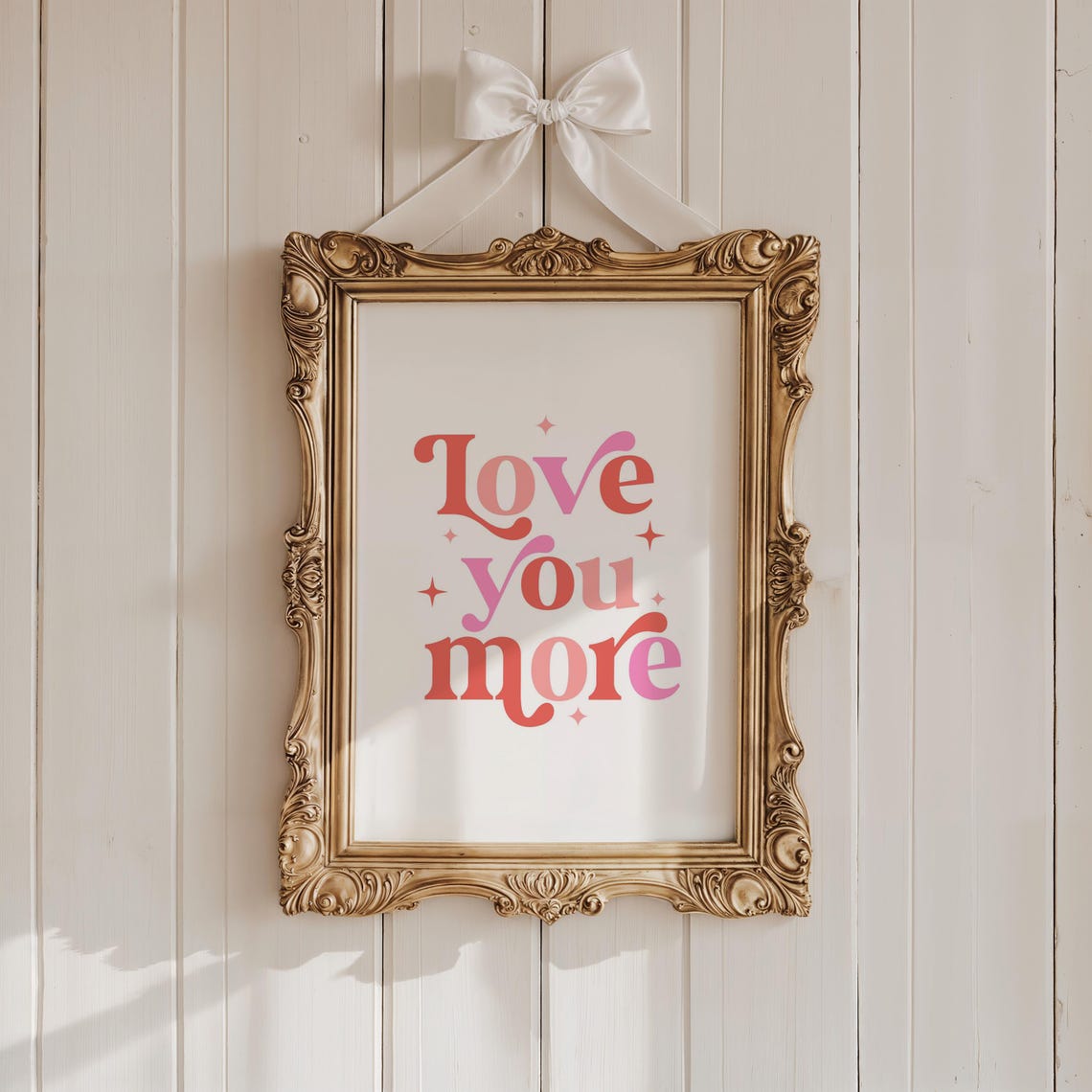 Love You More Retro Typography Romantic Pink Quote Valentine Poster