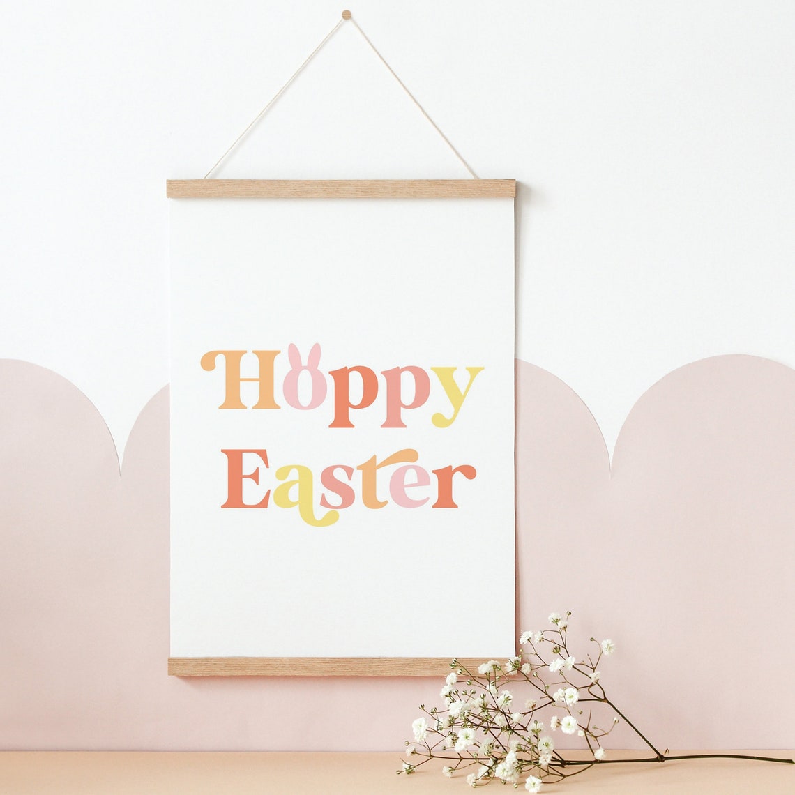 Hoppy Easter Colorful Retro Lettering Spring Holiday Word Art Poster - Image 3