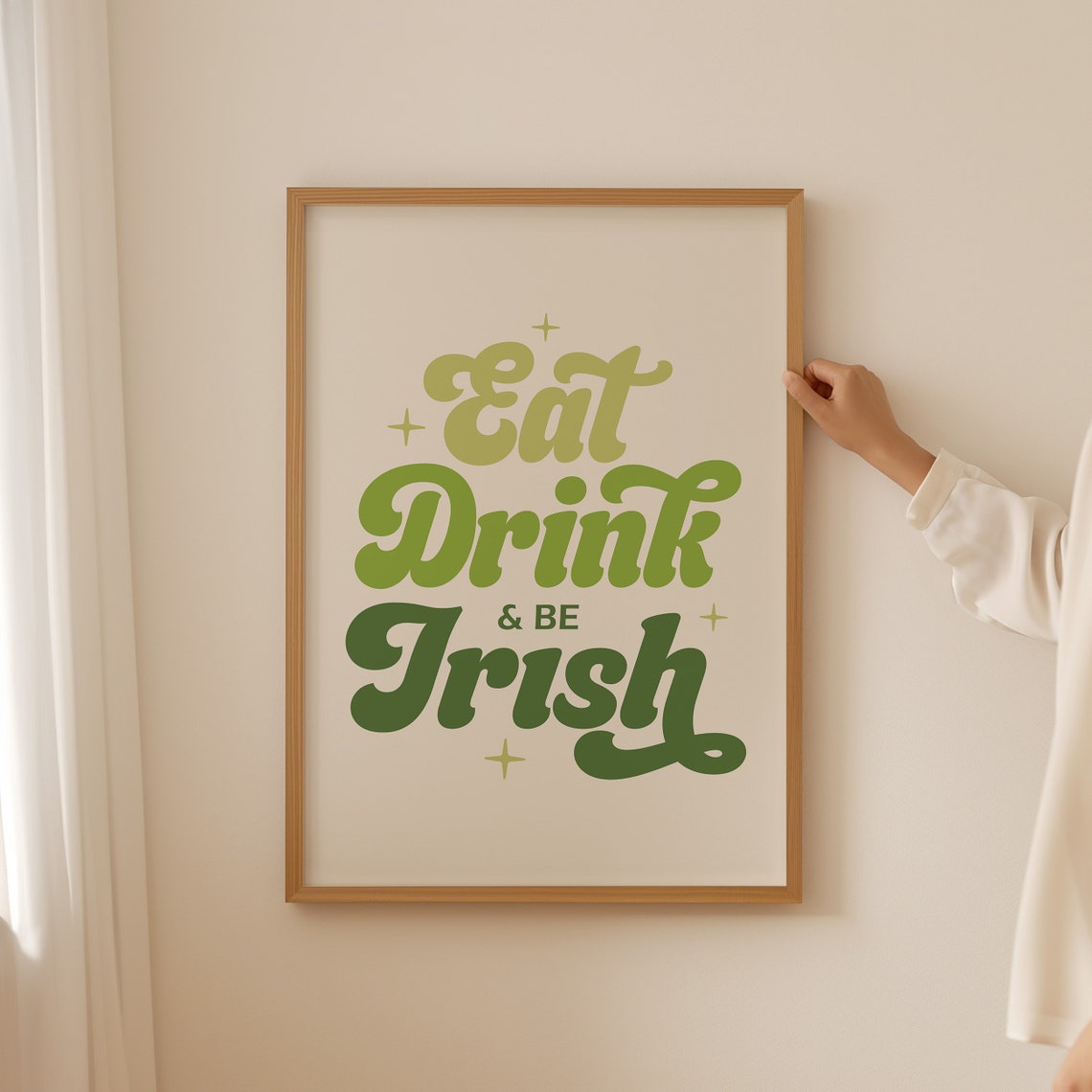 Eat Drink And Be Irish Retro Green Lettering St Patricks Party Poster - Image 3