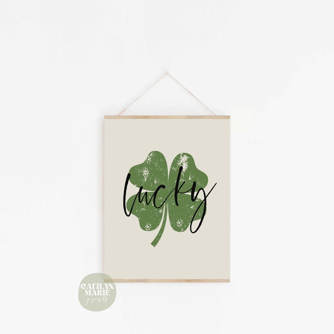 Lucky Shamrock Distressed Green Clover Script Saint Patrick Poster - Image 2