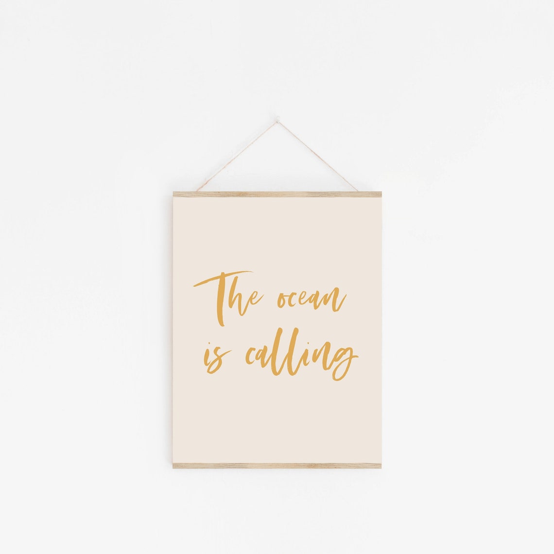 The Ocean Is Calling Gold Script Coastal Beach House Quote Poster - Image 2