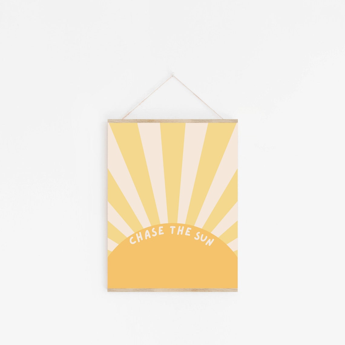 Chase The Sun Retro Yellow Sunburst Radiant Sunshine Wall Poster - Image 3