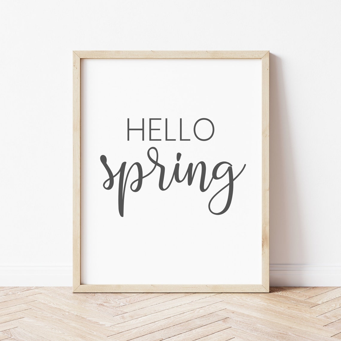 Hello Spring Minimalist Black Script Typography Seasonal Quote Poster - Image 2