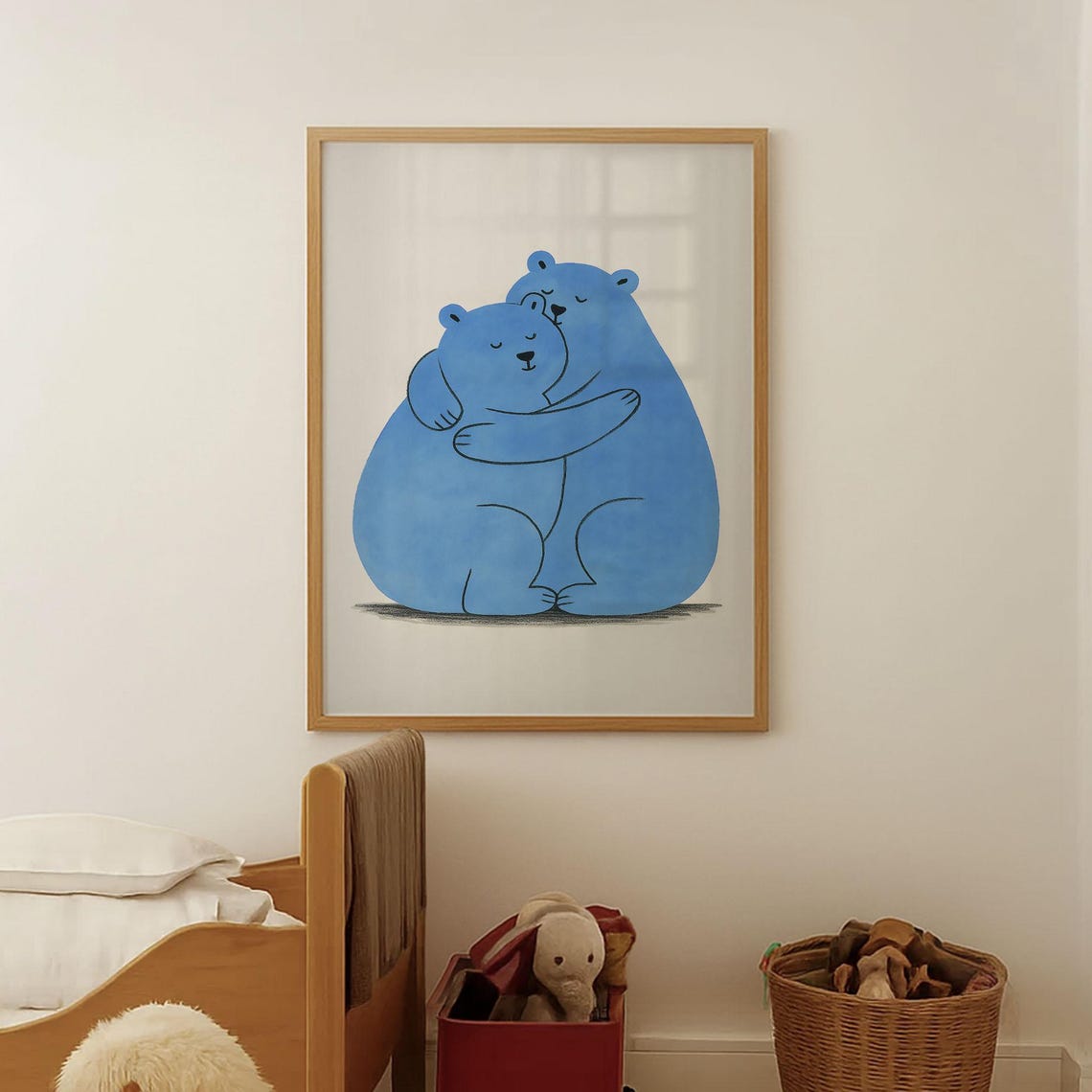 Hugging Bears Nursery Art Whimsical Animal Print