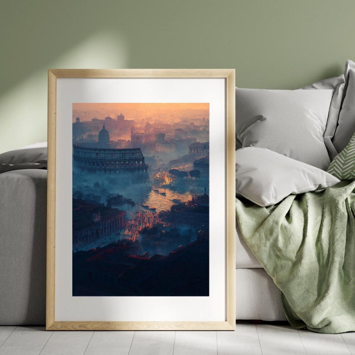 Rome Italy Ancient Colosseum Sunrise Golden Hour Cityscape Wall Art