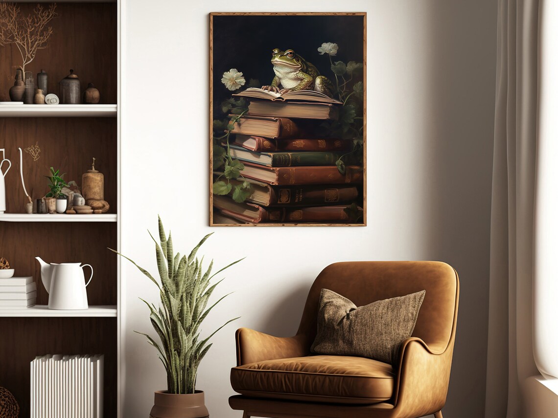 Vintage Frog Painting, Gothic Dark Academia Art Print - Image 2