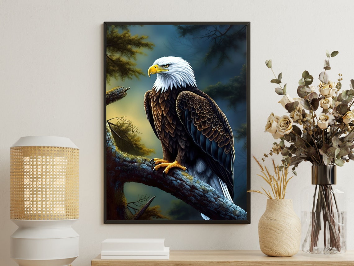 Vintage Eagle Poster Print, Bird Art