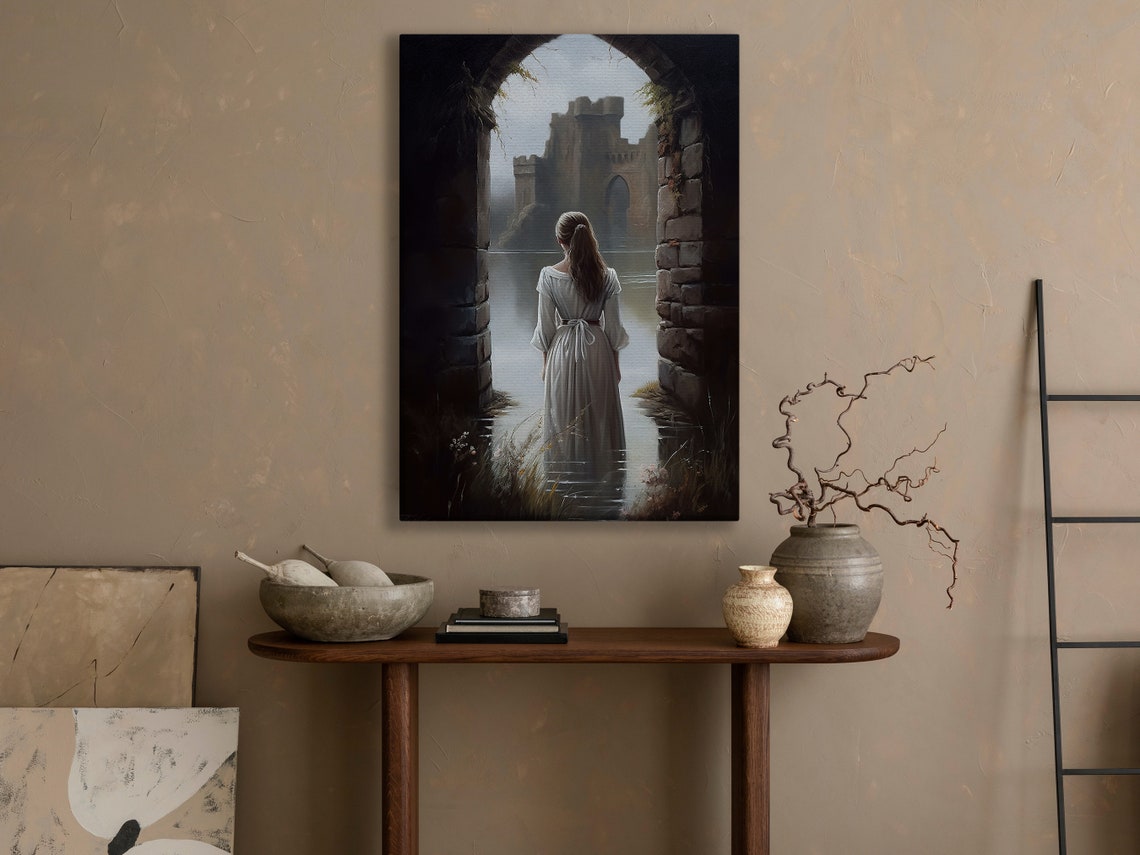 Vintage Romantic Woman On The River Painting Woman Art Print Woman Print Beauty Print Woman Wall Art - Image 4