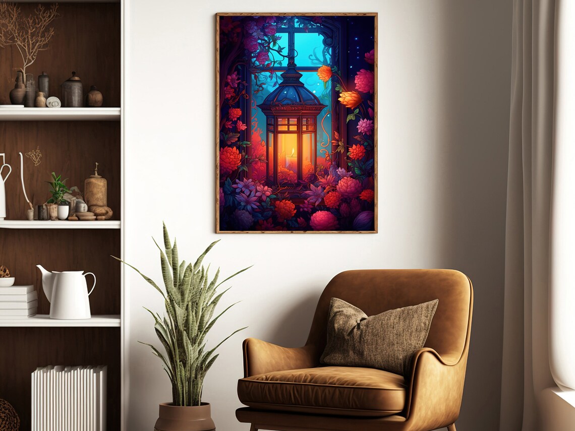 Vintage Candle Light Flowers Art Print, Gothic Decor - Image 3
