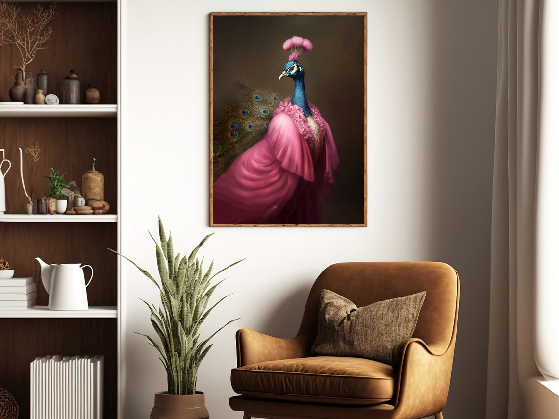 Victorian Lady Peacock, Gothic Art Poster Print - Image 2