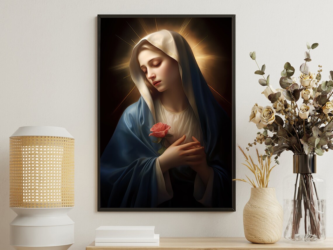Virgin Mary Christian Art Print, Mother of Jesus