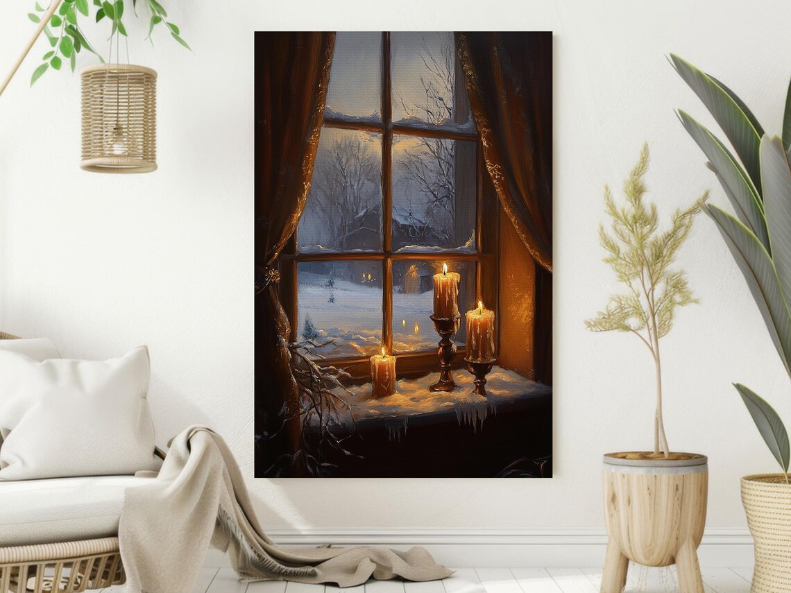 Vintage Cozy Winter Window, Holiday Poster for Winter Decor - Image 2