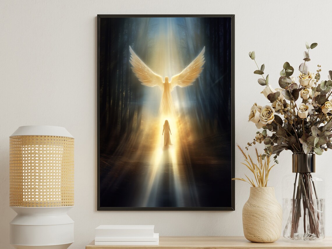 Vintage Guardian Angel Art Print, Christian Decor