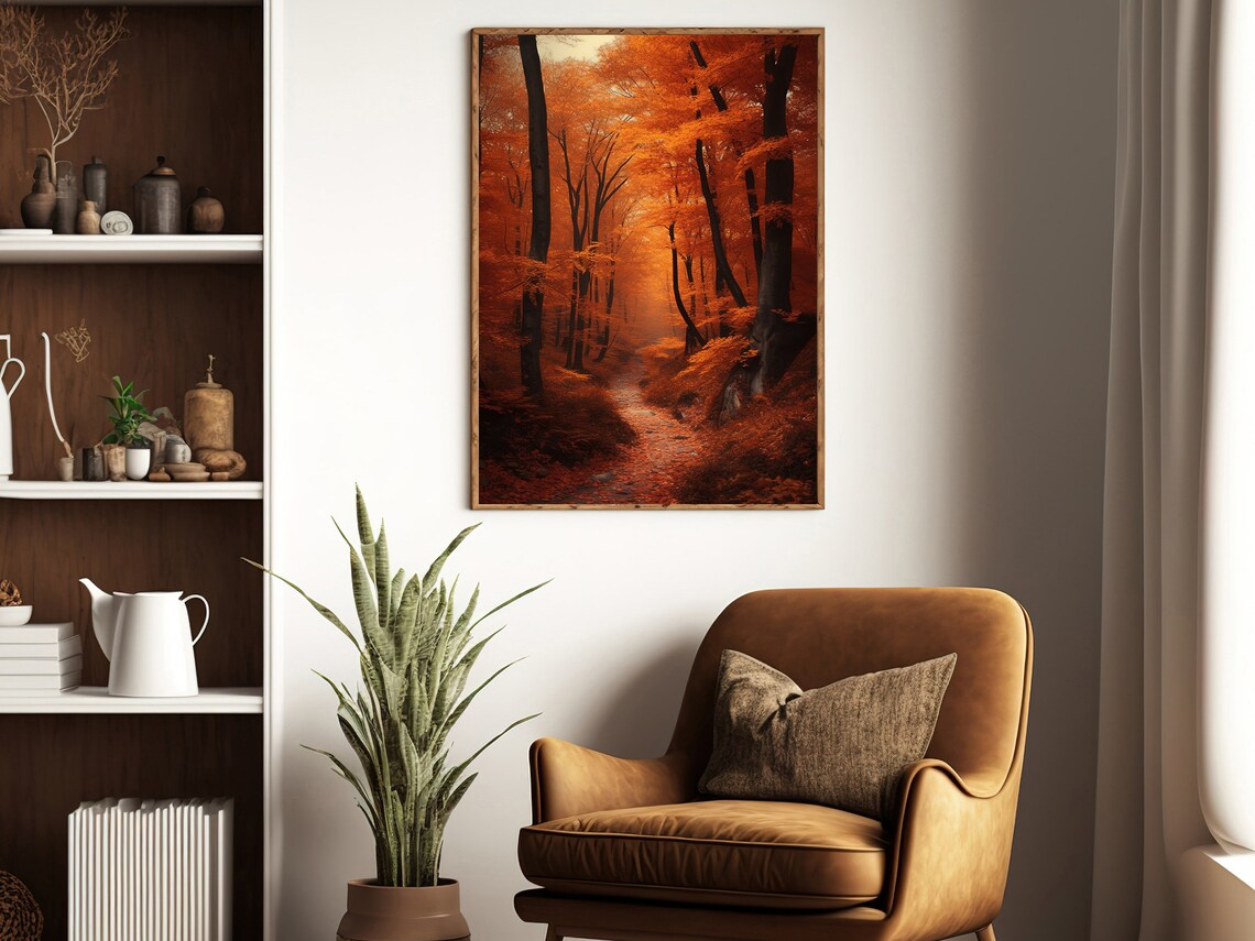 Autumn Forest Path Painting, Fall Wall Decor - Image 2