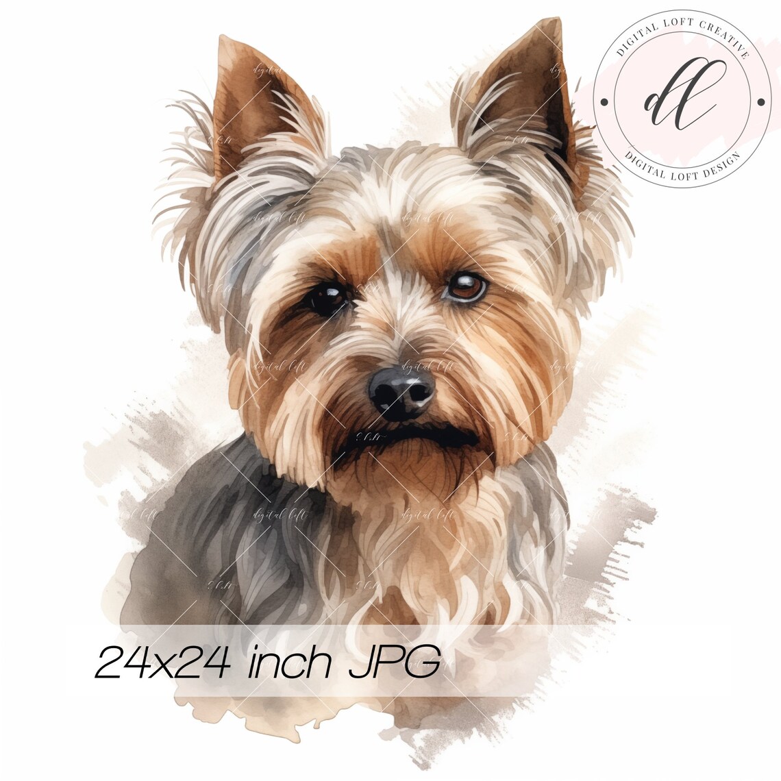 Watercolor Yorkshire Terrier Dog Portrait Cute Pet Art Poster