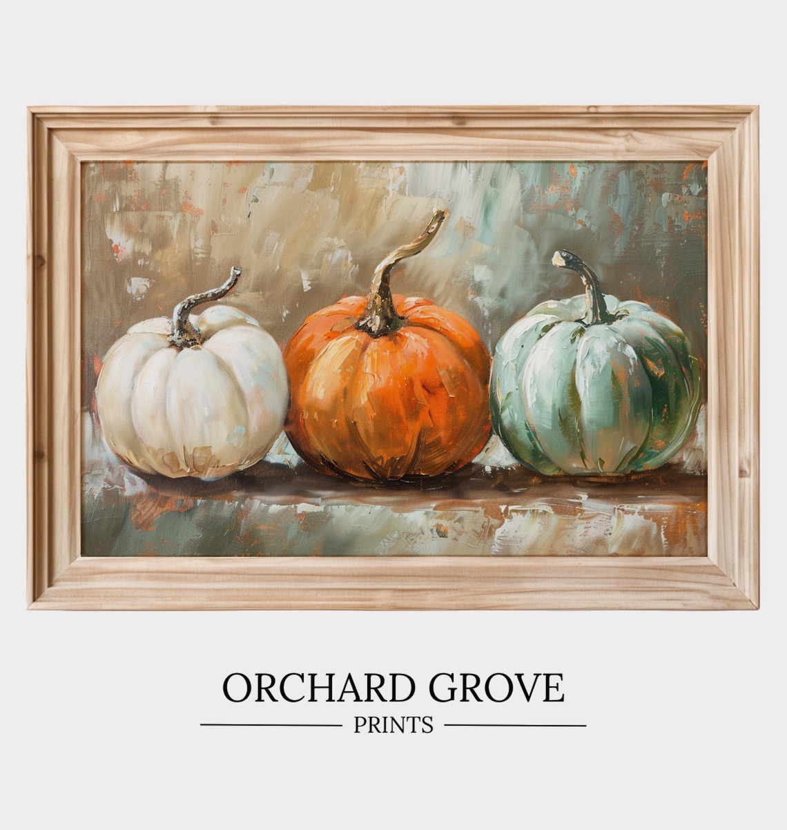 Autumn Pumpkin Gourd Painting, Rustic Fall Decor