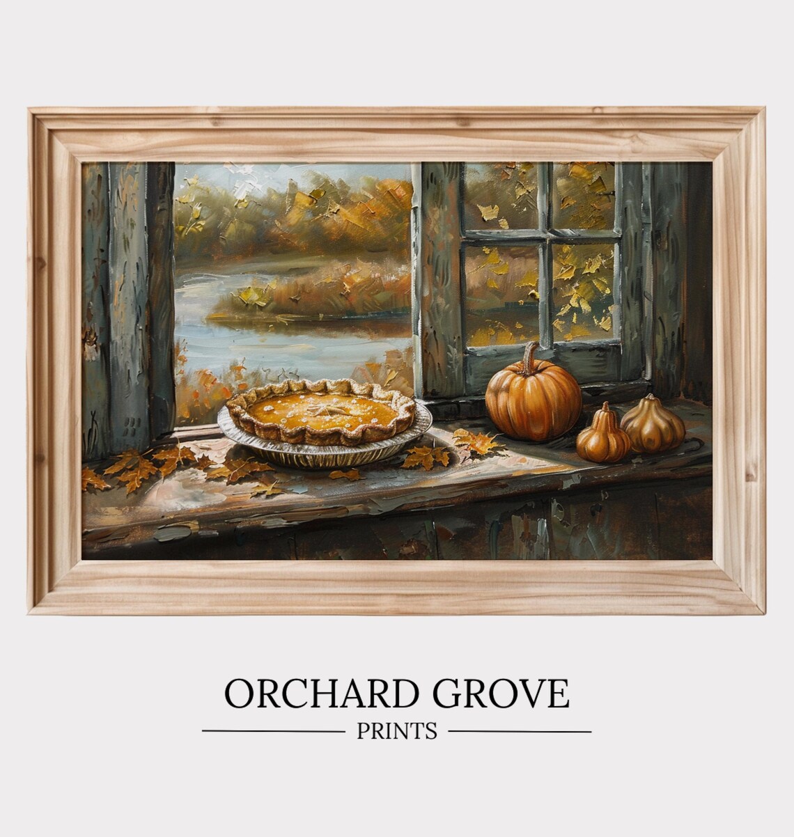 Autumn Wall Art Pumpkin Pie Print, Rustic Fall