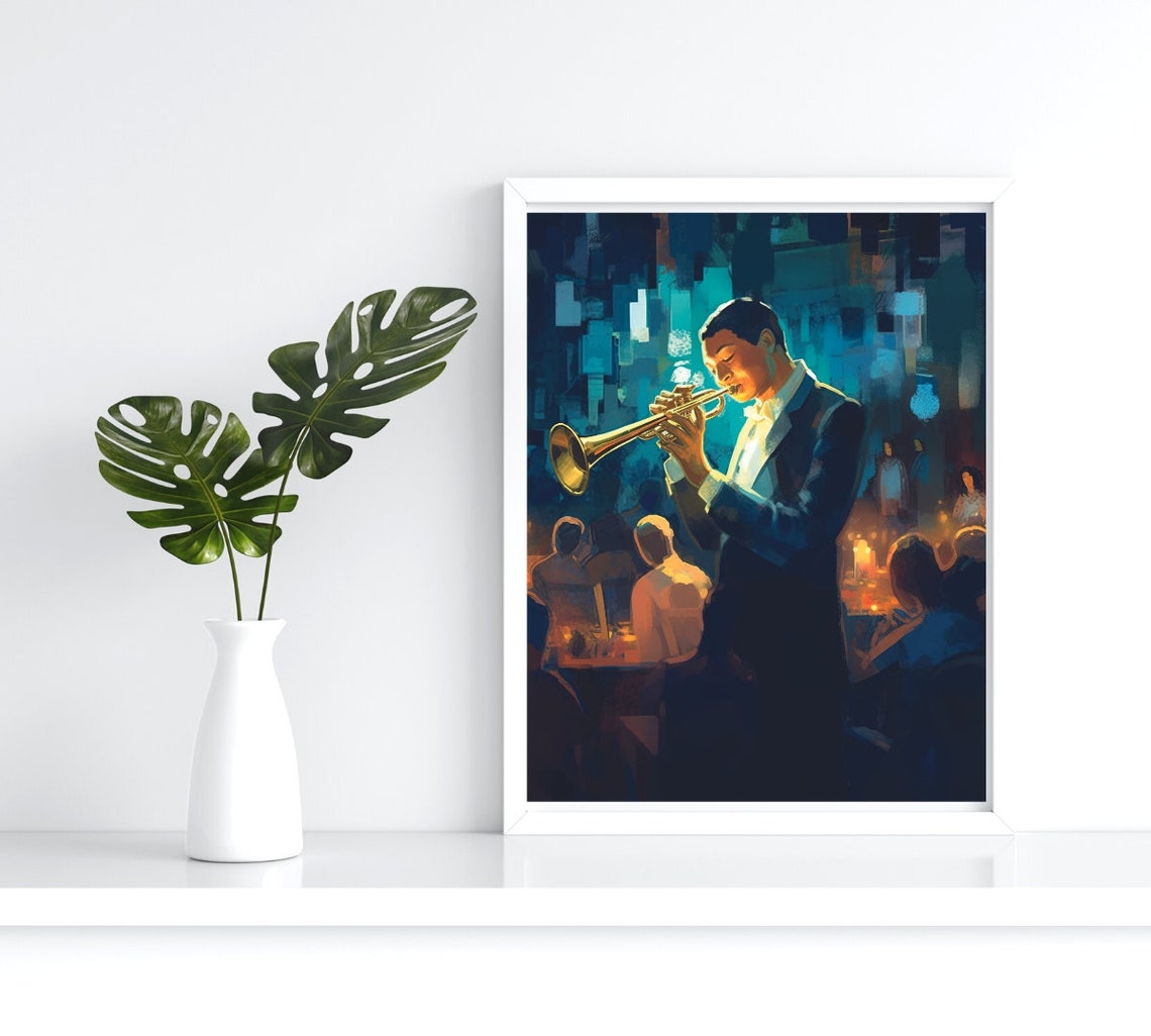 Man Playing Saxophone Music Art Print
