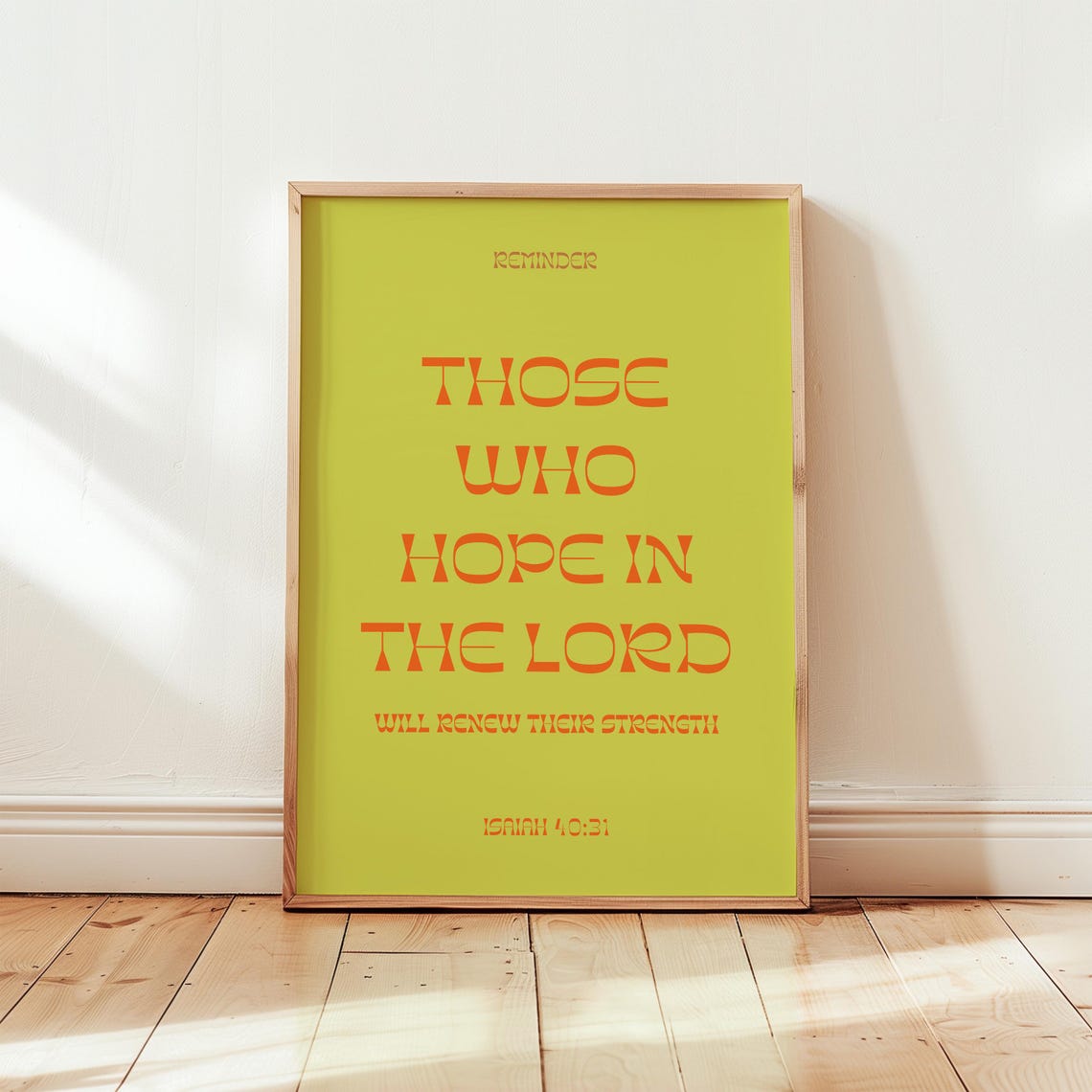 Those Who Hope in the Lord Isaiah 40 31 Lime Green Reminder Poster