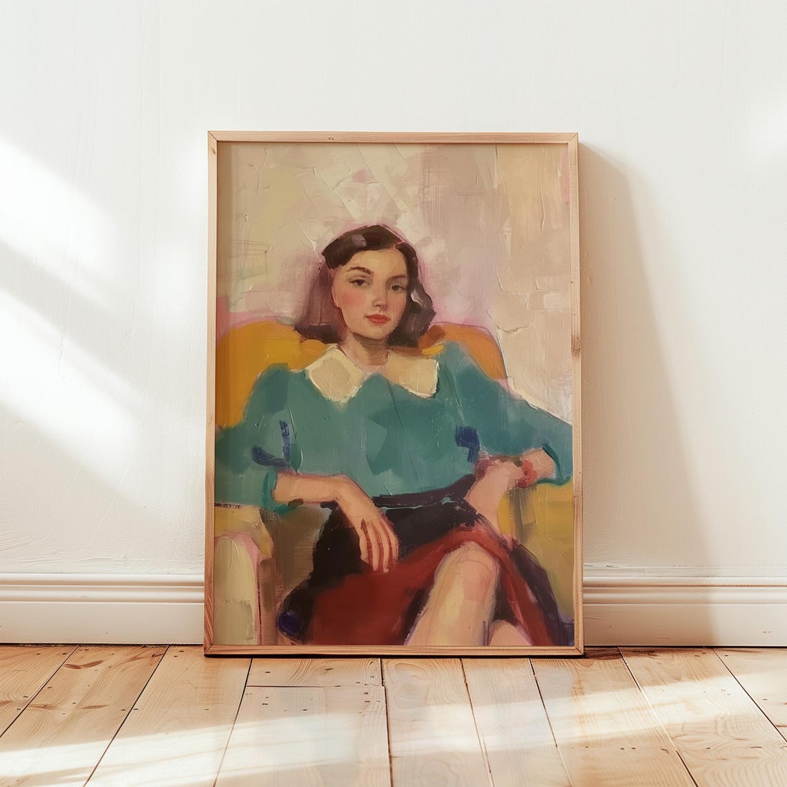 Impressionist Portrait Young Woman Oil Painting Vintage Poster