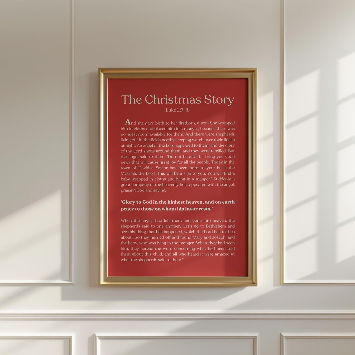 Christmas Story Scripture Art Red Nativity Print