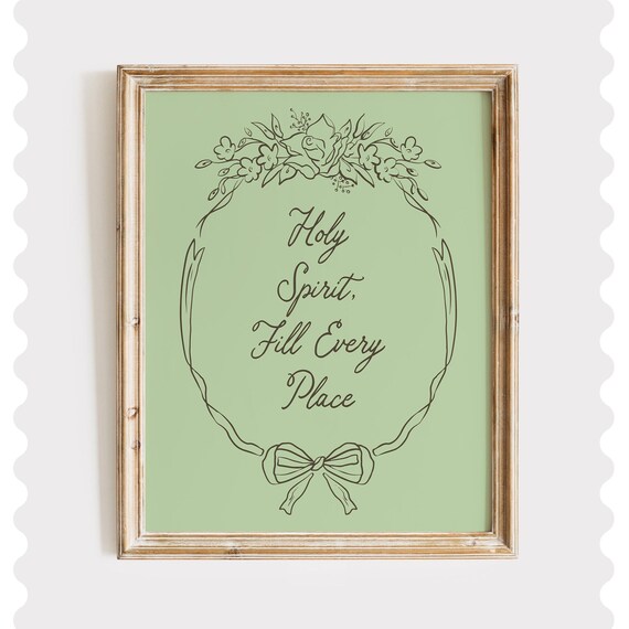 Holy Spirit Scripture Print Green Christian Coquette Decor