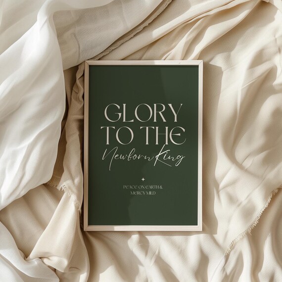 Glory To The Newborn King Green Christmas Carol Lyrics Poster