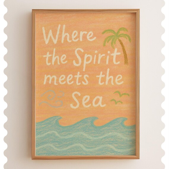 Where the Spirit Meets the Sea Beach Christian Faith Sunset Poster