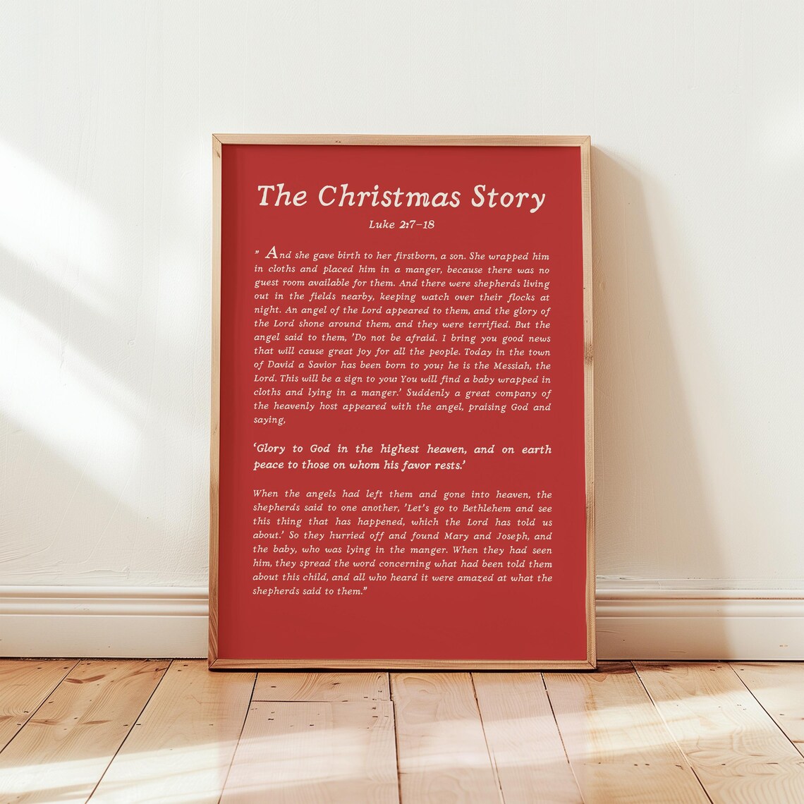 Nativity Christmas Story Print Red Scripture Wall Art