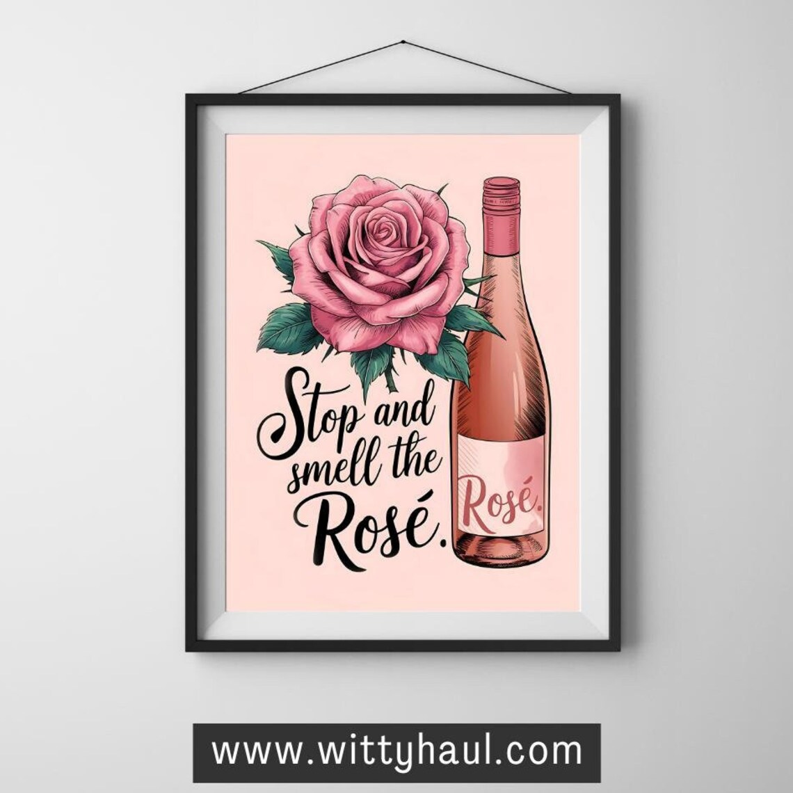 Wine Print, Modern Bar Cart Decor