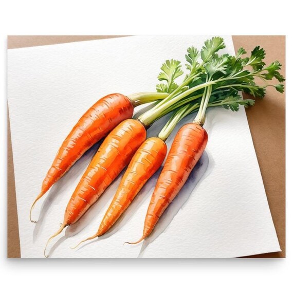 Carrots Painting Carrots Still Life Watercolor Art Print Vegetable Wall Art Kitchen Still Life Farmhouse Wall Decor