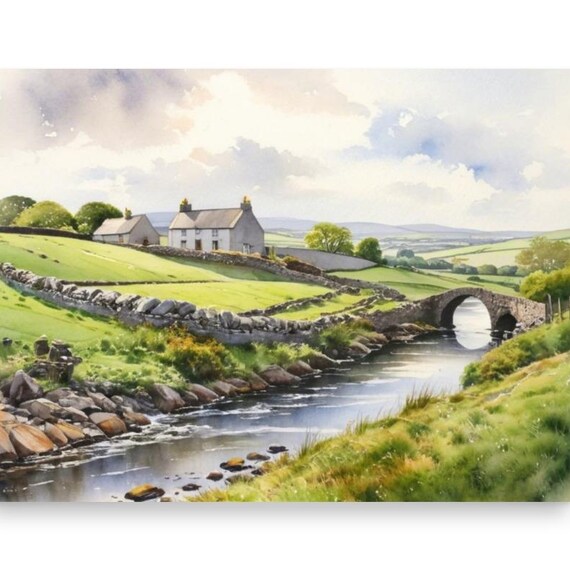 Connemara Irish Cottage Watercolor Art Print Ireland