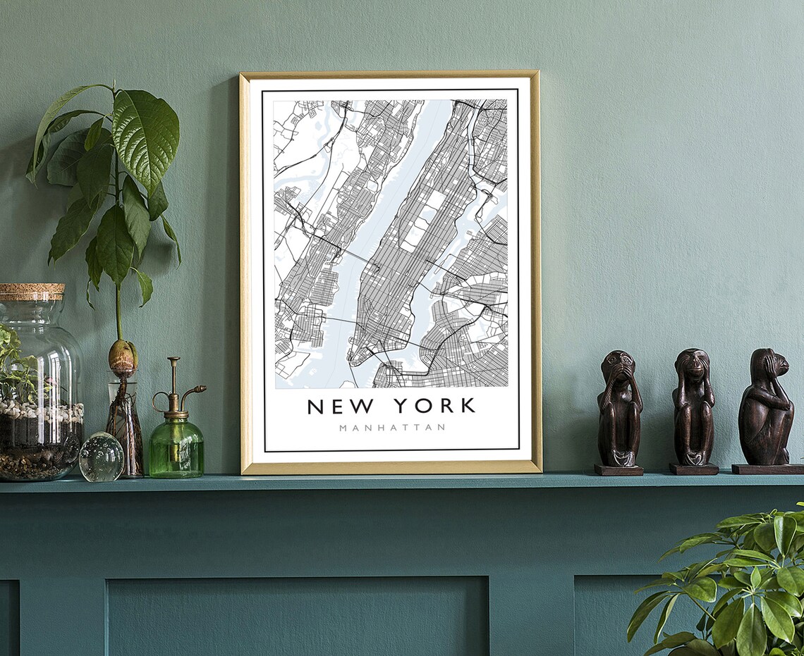 Manhattan New York City Street Map Poster Modern Minimalist Wall Art - Image 4