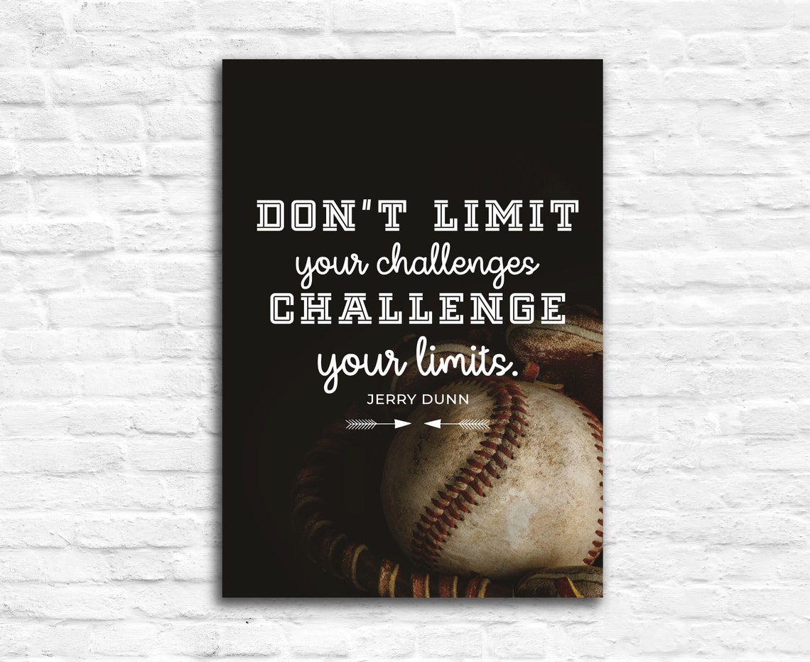 Don't Limit Your Challenges Baseball Motivational Quote Wall Art - Image 2