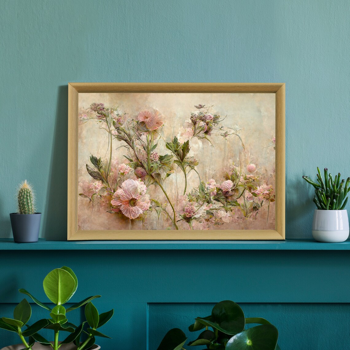 Pink Wildflowers Vintage Botanical Textured Floral Art Poster Print - Image 4