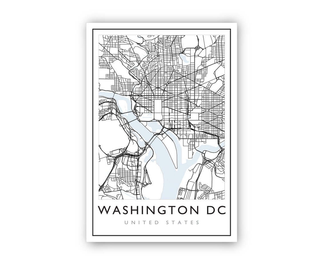 Washington DC USA City Street Road Map Minimalist Line Art Poster - Image 2