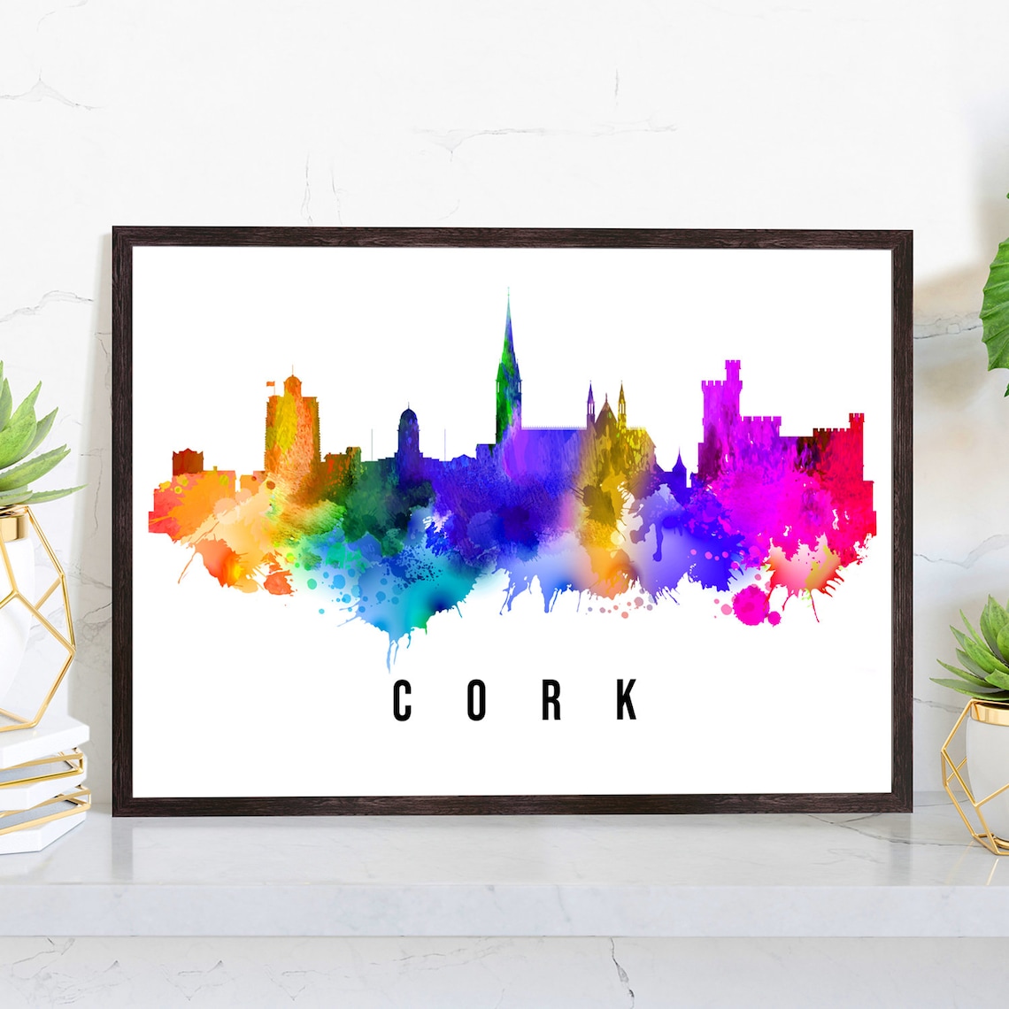 Cork Ireland Poster Skyline Poster Cityscape Poster Ireland Landmark City Illustration Poster Home Wall Art Office Wall Art Ireland