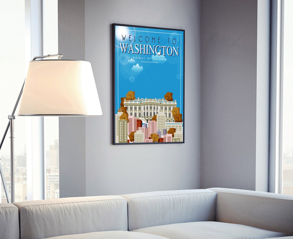Welcome To Washington DC White House Retro Vintage Style Travel Poster - Image 4
