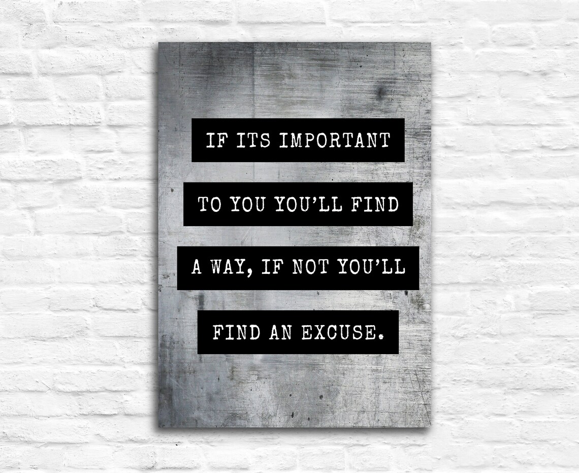 Fitness Quote Gym Find A Way No Excuses Motivational Wall Art - Image 3