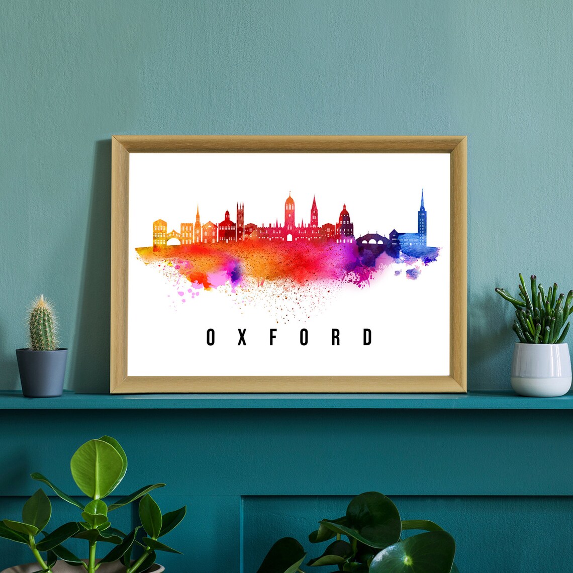 Oxford England Watercolor Spires Skyline Dreaming Towers Travel Poster - Image 3