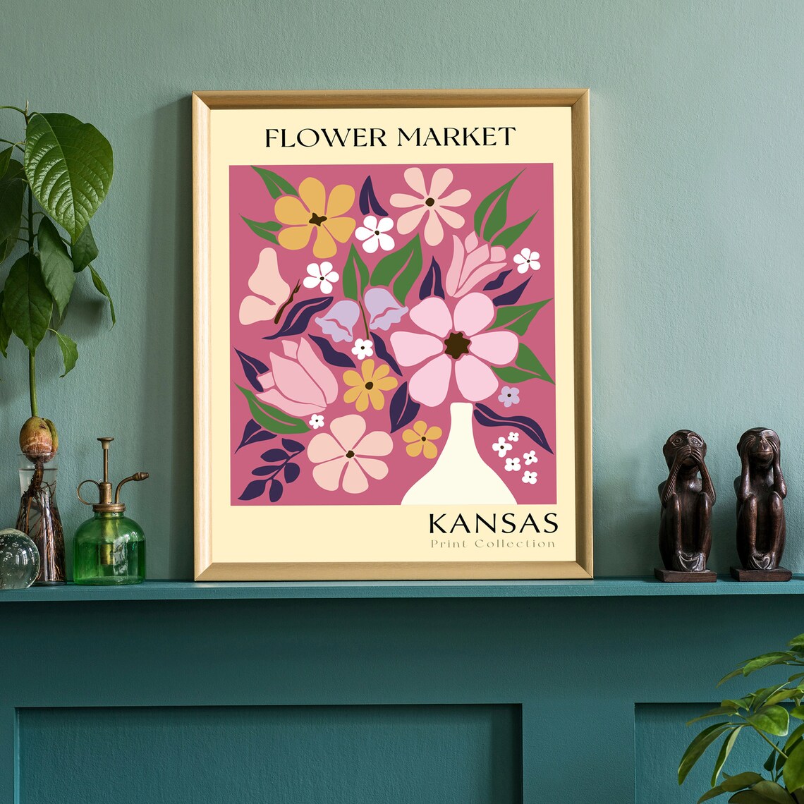 Kansas Flower Market Botanical Retro Floral Bouquet Art Poster - Image 2