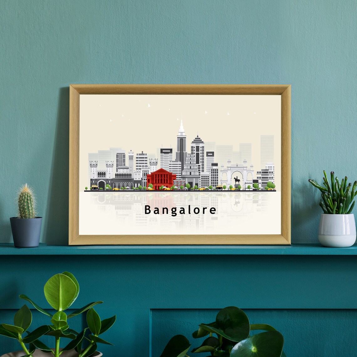 Bangalore India City Skyline Illustration Modern Landmark Poster - Image 3