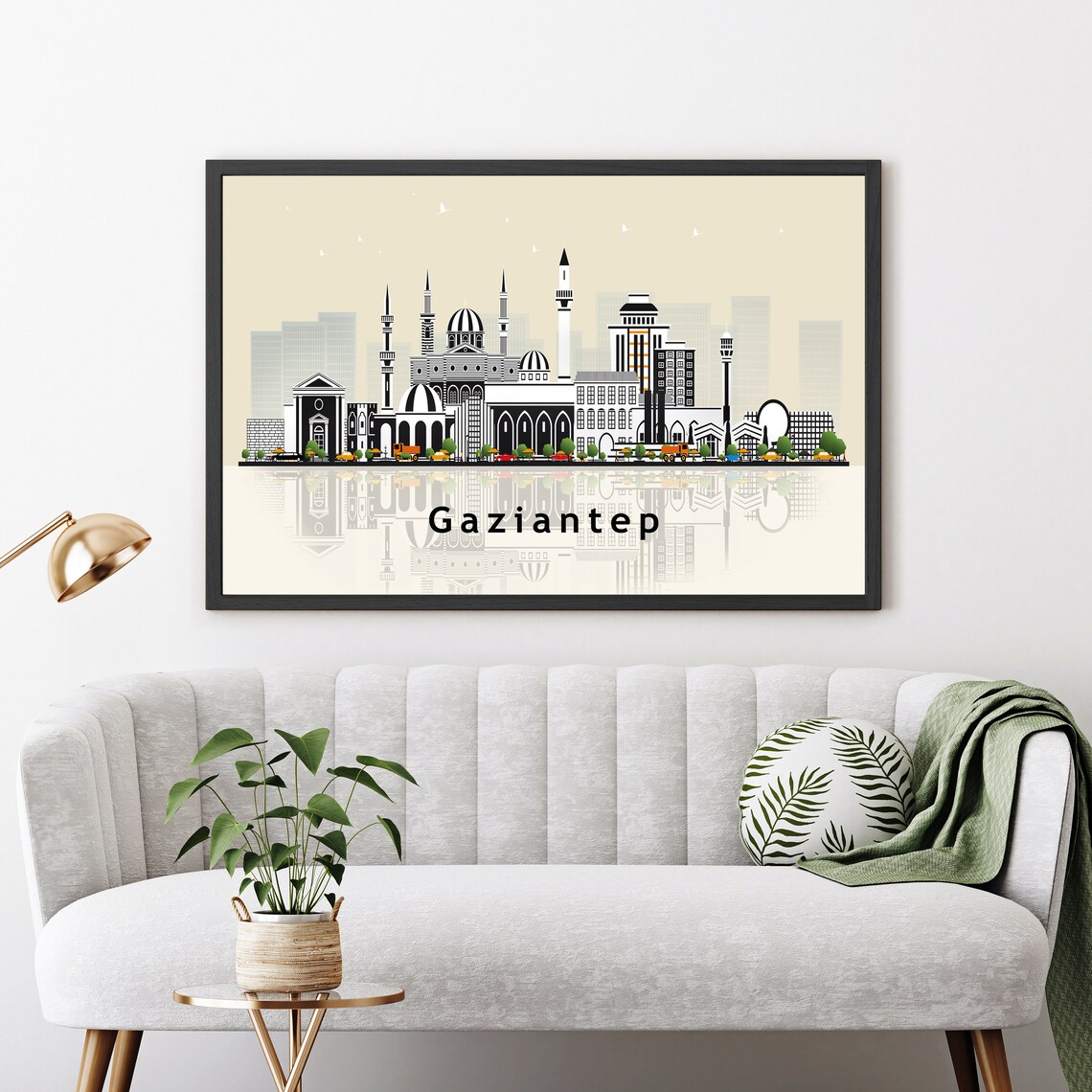 Gaziantep Turkey Mosque Minarets Skyline Illustration Travel Poster - Image 3