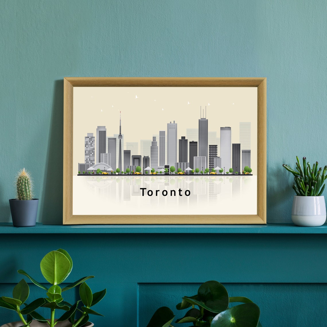 Toronto Canada CN Tower Skyline Illustration Landmarks Travel Poster - Image 2