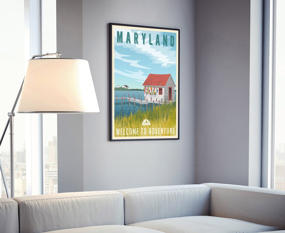 Maryland Crab Shack Retro Travel Poster Welcome to Adventure Art Print - Image 4