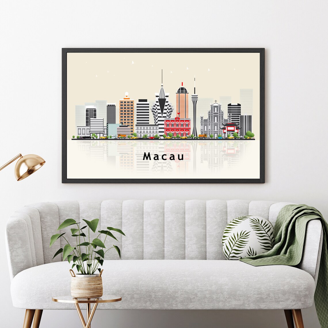 Macau China Tower Ruins Of St Pauls Flat Illustration Travel Poster - Image 3